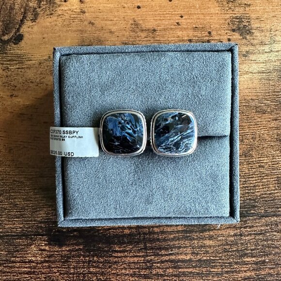 David Yurman Exotic Stone Cufflinks w/ Pietersite - Picture 2 of 12